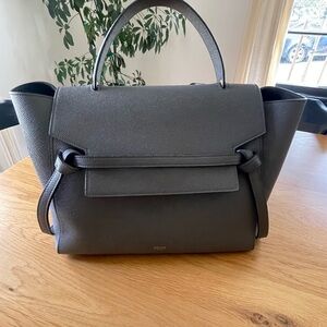 Celine mini Belt Bag with Celine long strap in gray wool